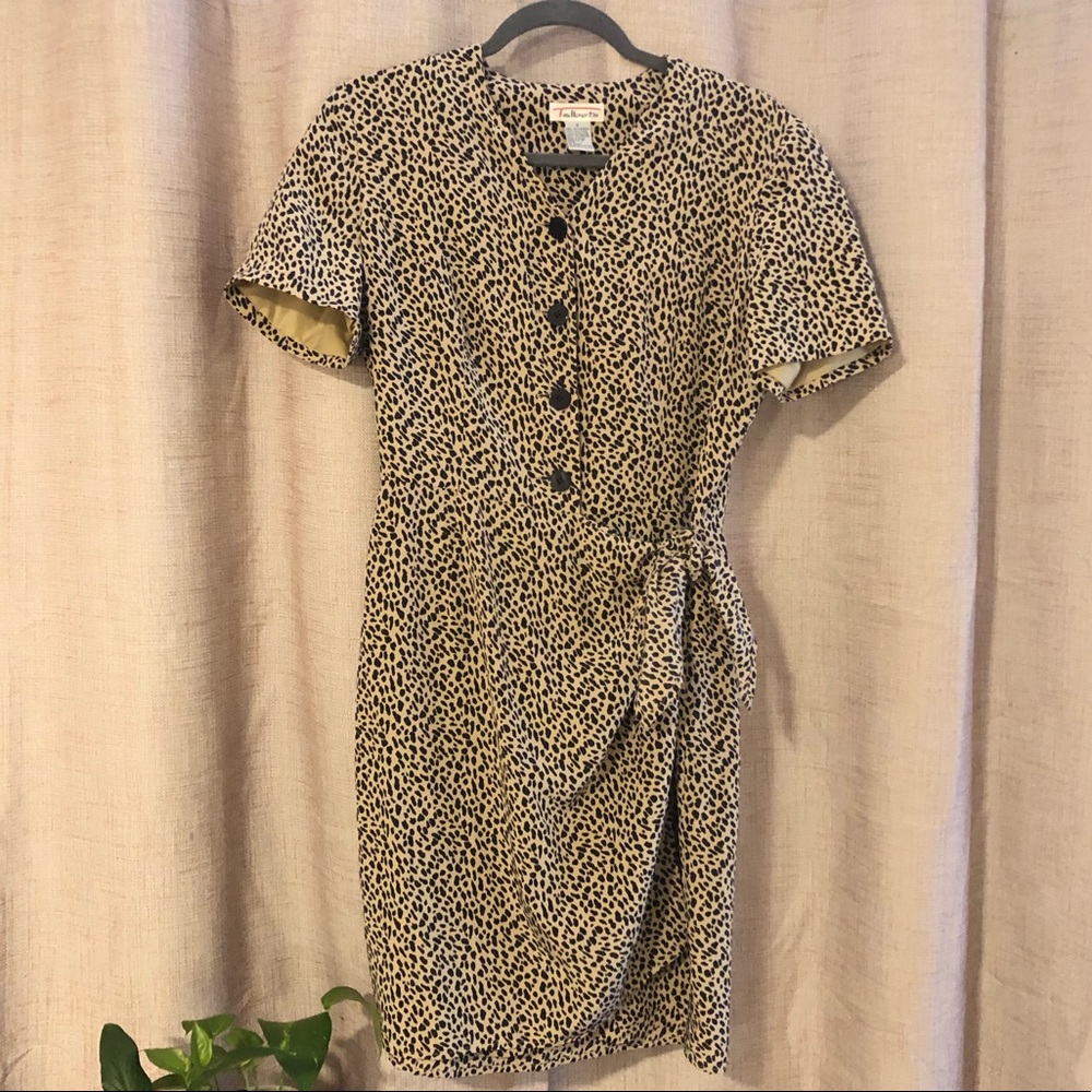 VINTAGE SILK LEOPARD WRAP DRESS
